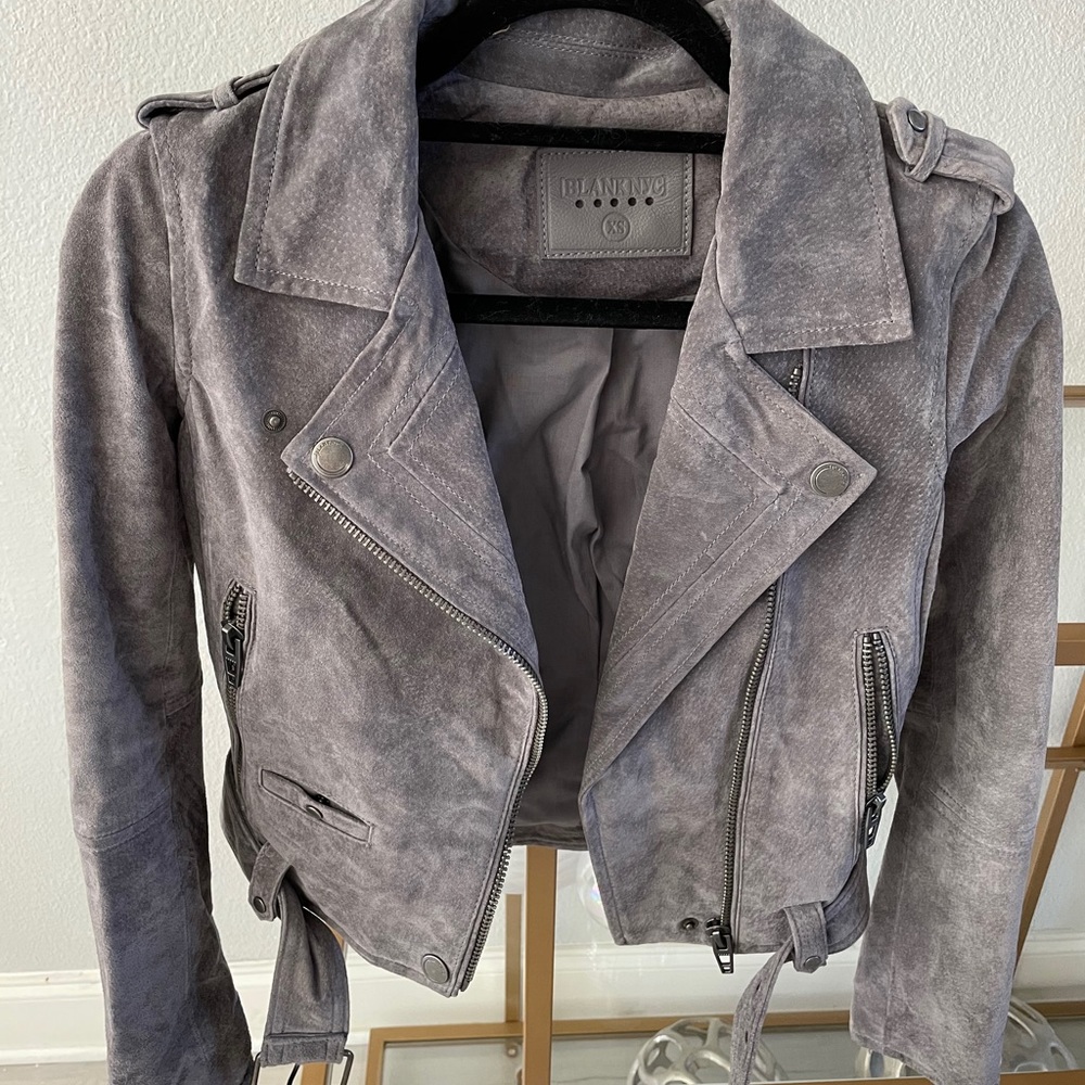 BLANKNYC Grey Suede Moto Jacket